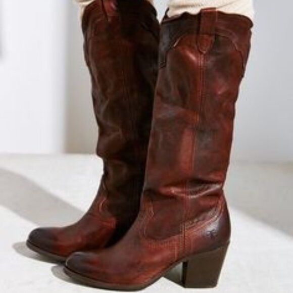 Frye Tabitha Tall Black Genuine Leather Knee High Equestrian Western Heeled Boot - Picture 3 of 13